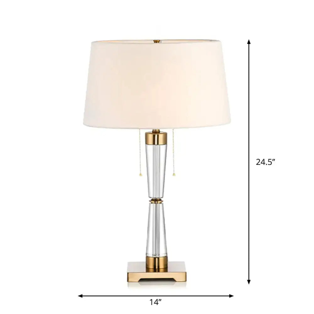 Crystal Base Table Lamp by Decorbites with clear crystal stem and gold accents, ivory shade on Tampa Home & Garden Store