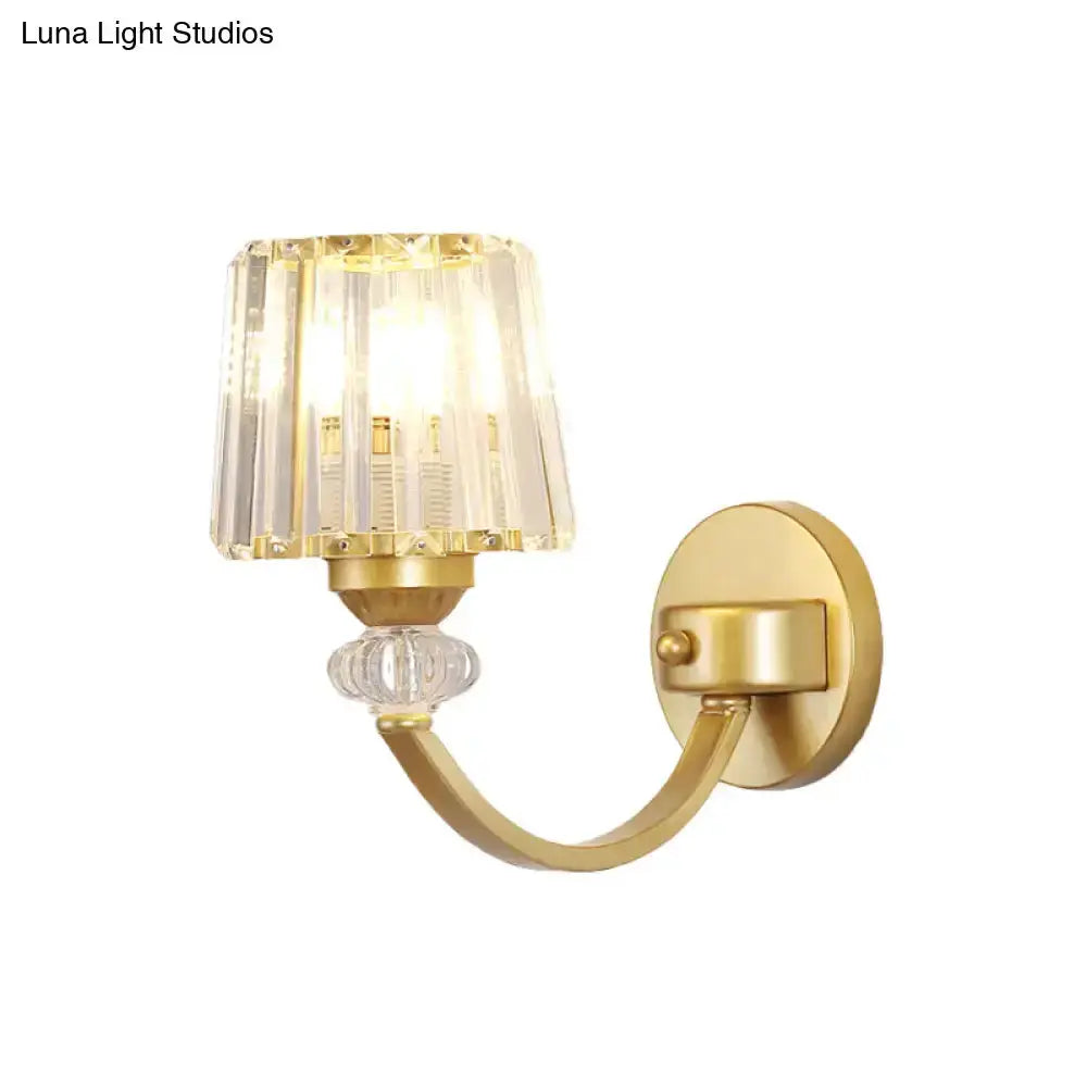 Modern Black and Gold Wall Lamp with Curved Arm