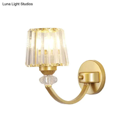 Modern Black and Gold Wall Lamp with Curved Arm
