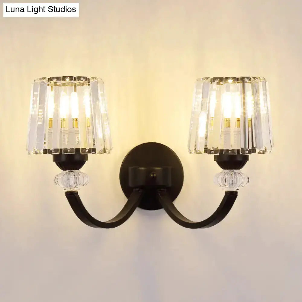 Modern Black and Gold Wall Lamp with Curved Arm