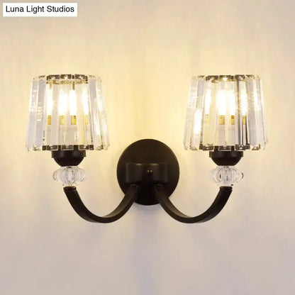 Modern Black and Gold Wall Lamp with Curved Arm