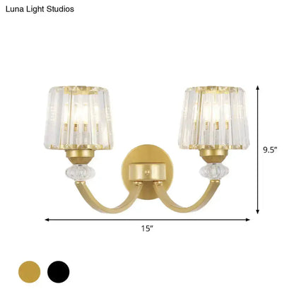 Modern Black and Gold Wall Lamp with Curved Arm