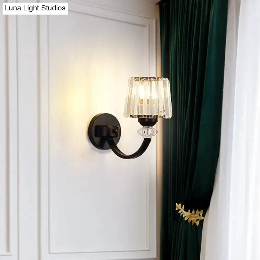 Modern Black and Gold Wall Lamp with Curved Arm