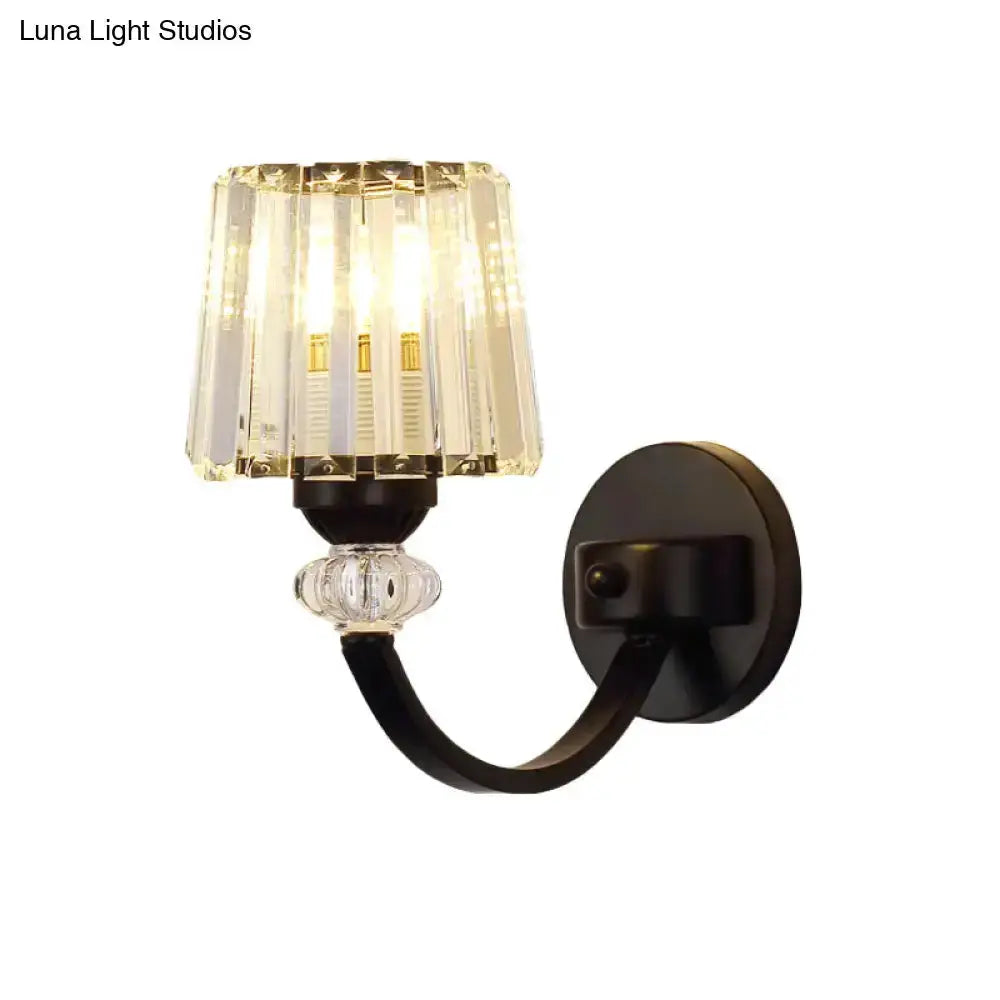 Modern Black and Gold Wall Lamp with Curved Arm