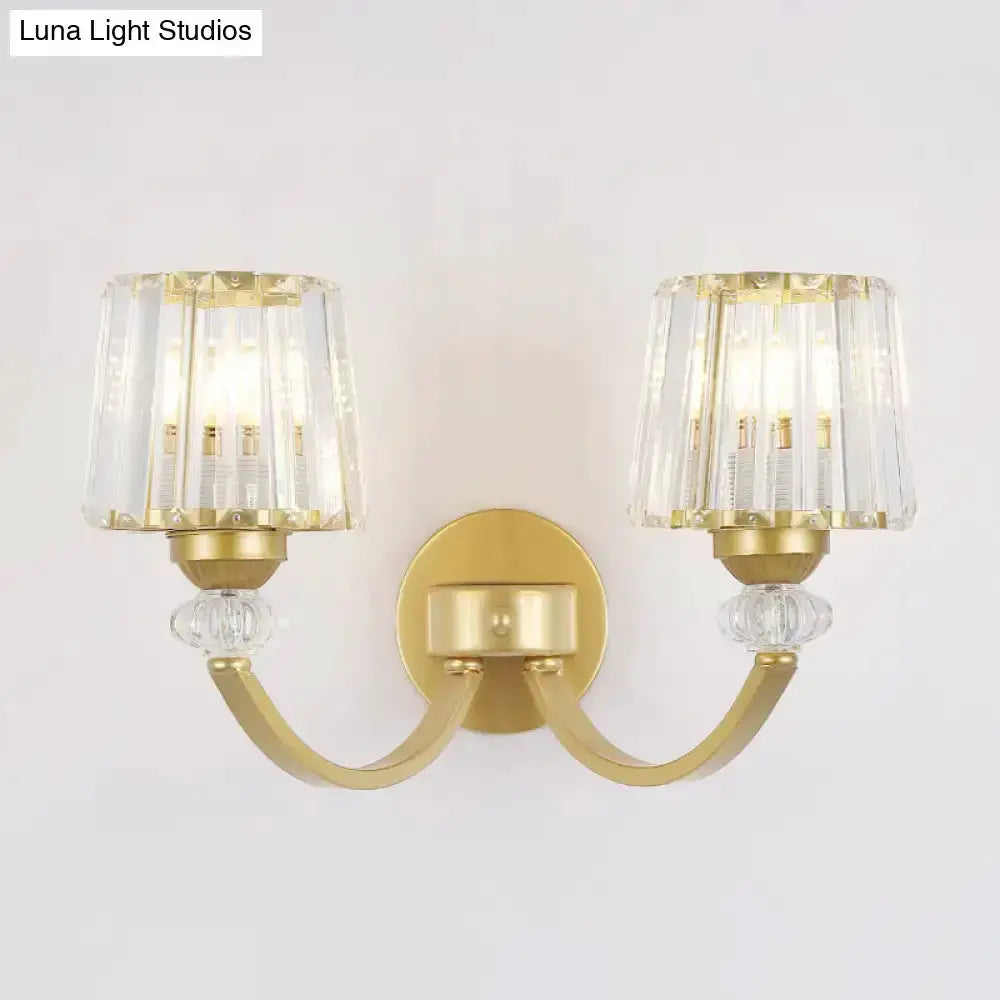 Modern Black and Gold Wall Lamp with Curved Arm