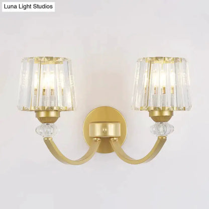 Modern Black and Gold Wall Lamp with Curved Arm