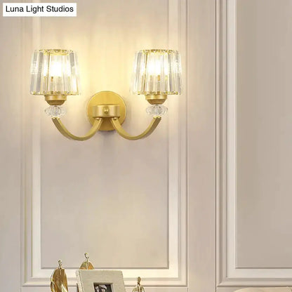 Modern Black and Gold Wall Lamp with Curved Arm