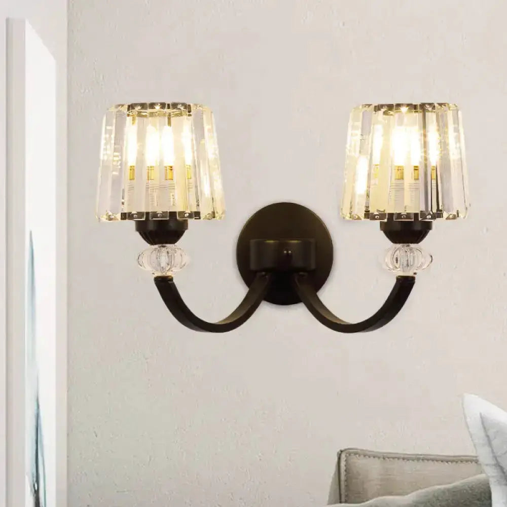 Modern Black and Gold Wall Lamp with Curved Arm