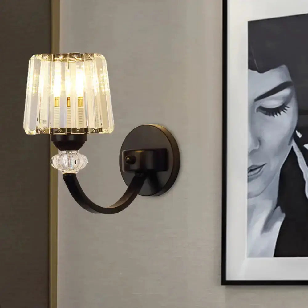 Modern Black and Gold Wall Lamp with Curved Arm