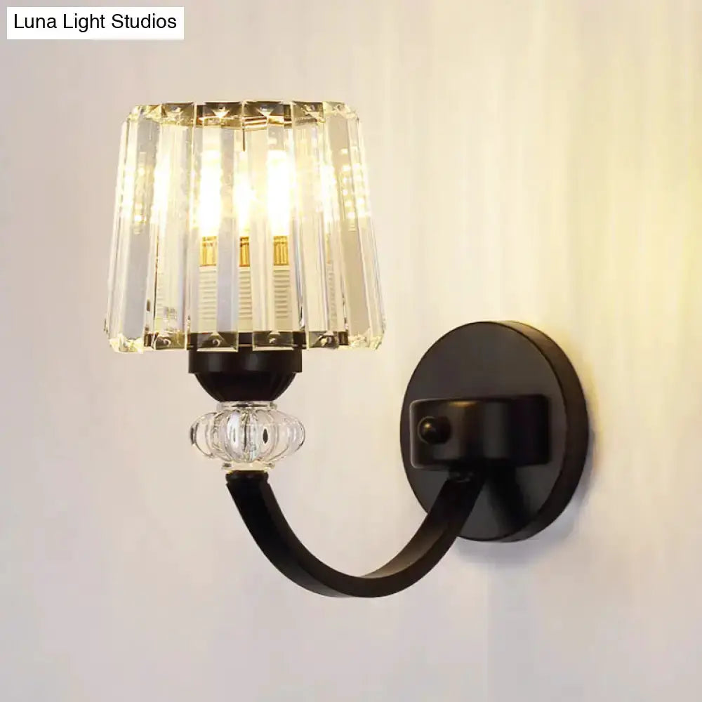 Modern Black and Gold Wall Lamp with Curved Arm