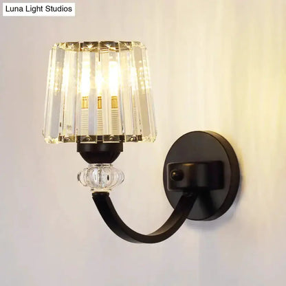 Modern Black and Gold Wall Lamp with Curved Arm