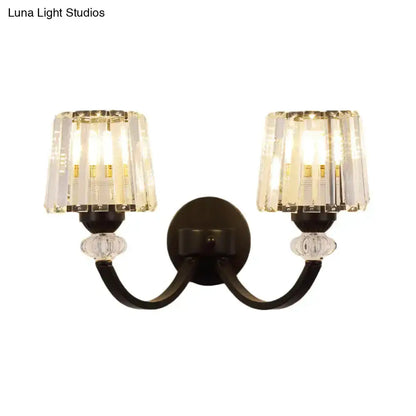 Modern Black and Gold Wall Lamp with Curved Arm