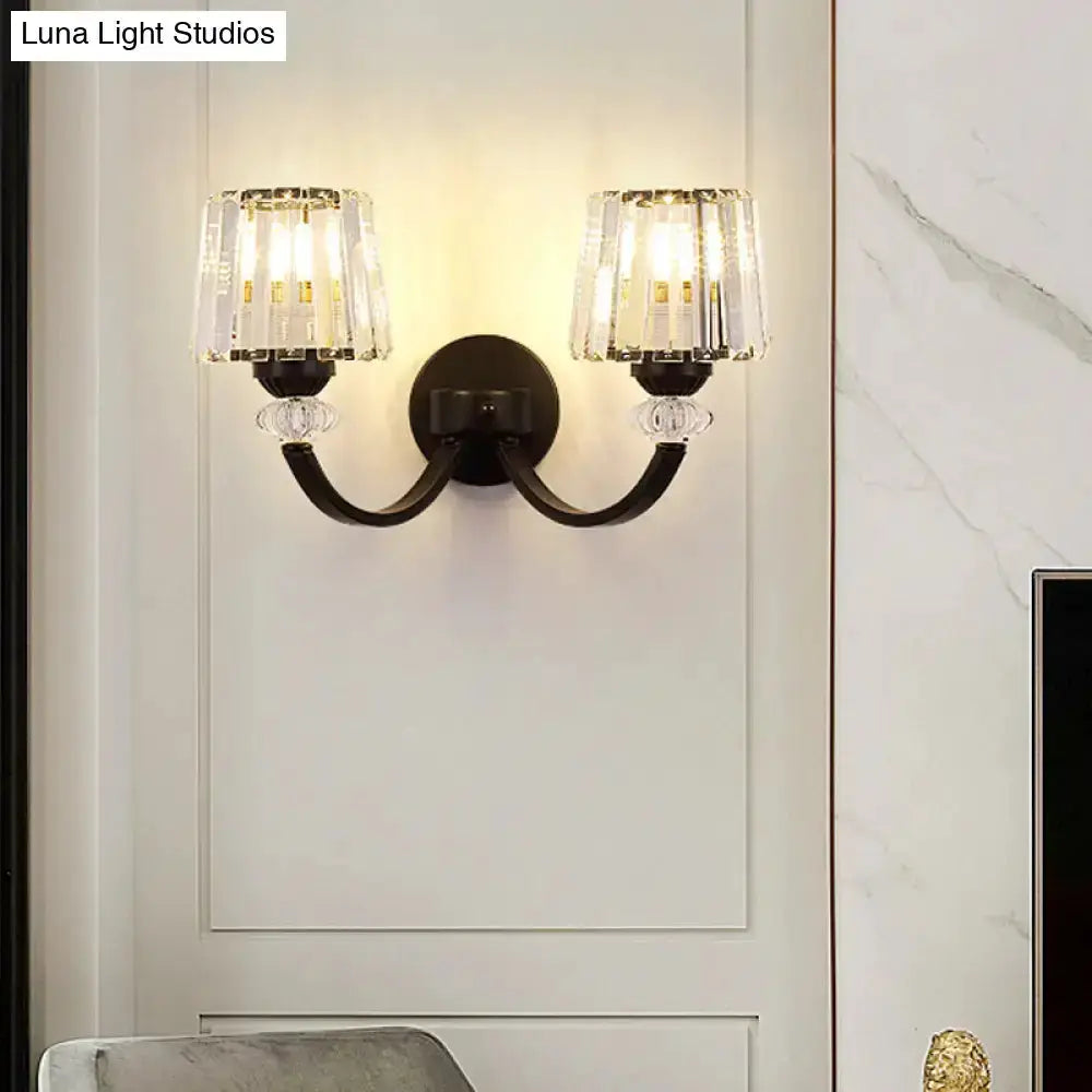 Modern Black and Gold Wall Lamp with Curved Arm