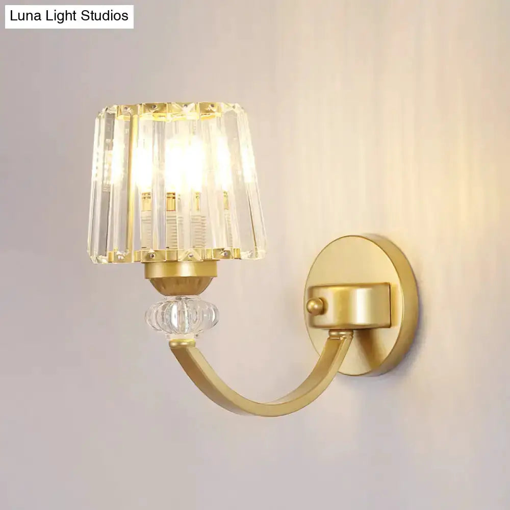 Modern Black and Gold Wall Lamp with Curved Arm