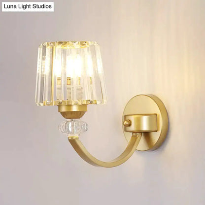 Modern Black and Gold Wall Lamp with Curved Arm