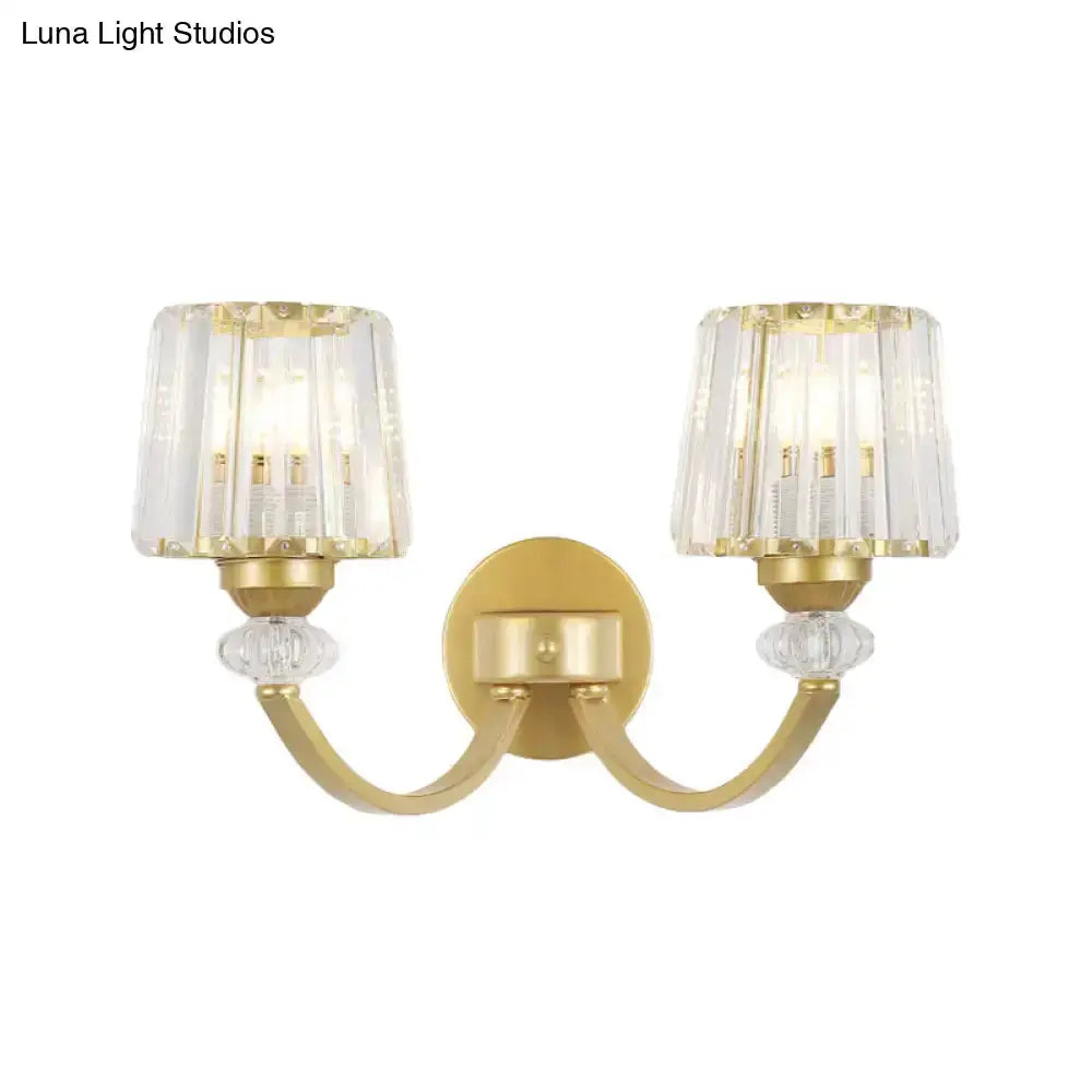 Modern Black and Gold Wall Lamp with Curved Arm