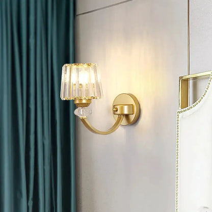 Modern Black and Gold Wall Lamp with Curved Arm