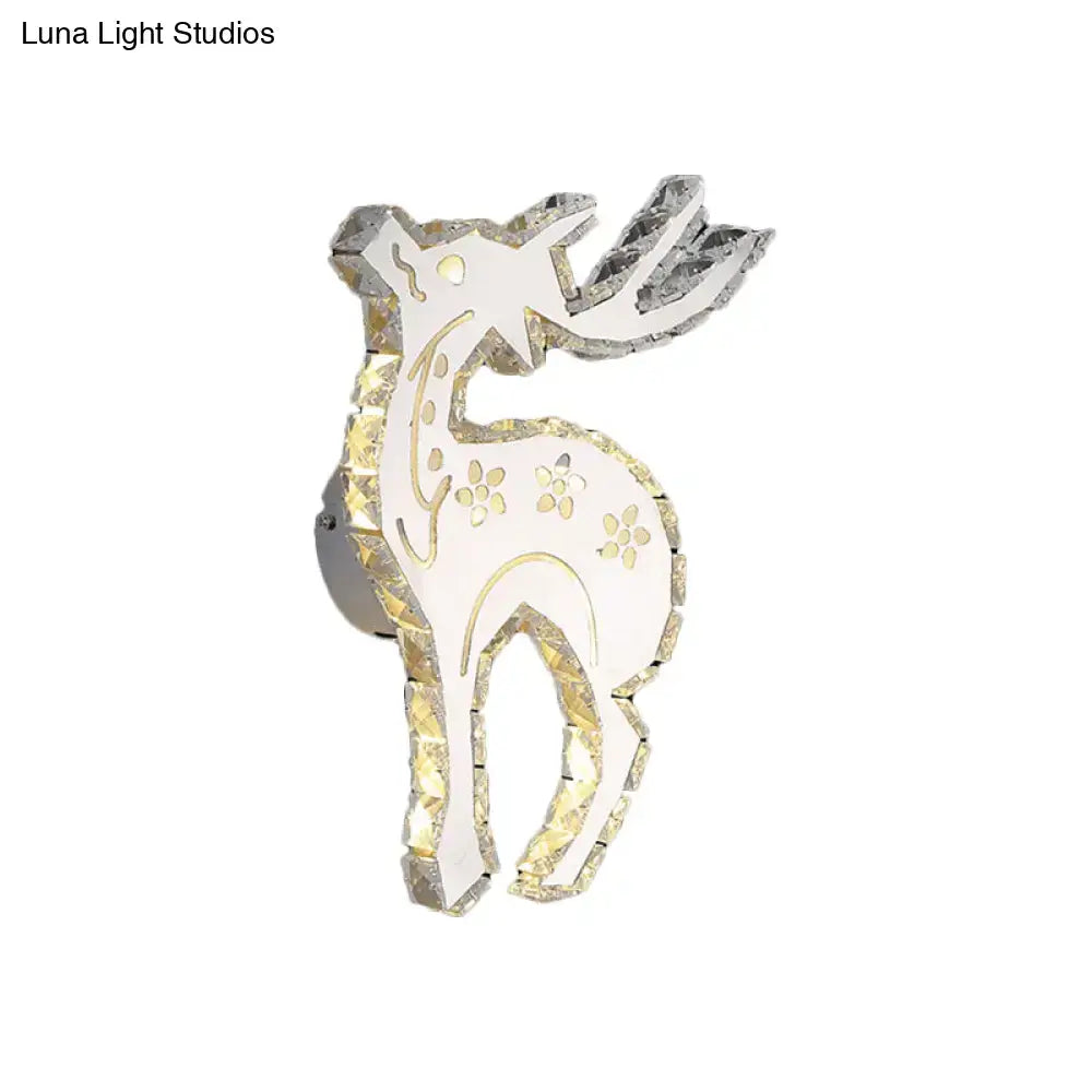 Crystal elk wall sconce with gold-edged crystal accents, deer silhouette on Tampa Home & Garden Store