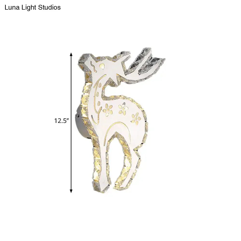 Crystal Elk Wall Sconce by Decorbites, white silhouette with crystal trim, 12.5 in tall on Tampa Home & Garden Store