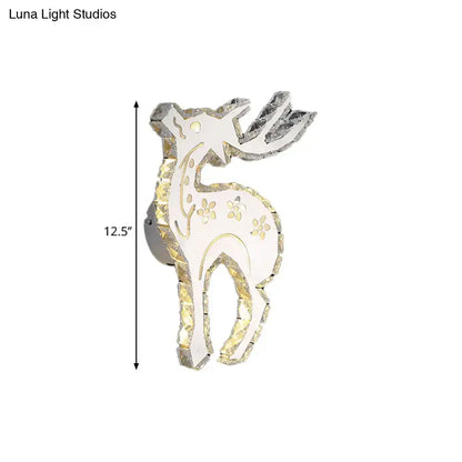 Crystal Elk Wall Sconce by Decorbites, white silhouette with crystal trim, 12.5 in tall on Tampa Home & Garden Store