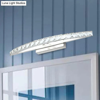 Crystal Champagne Bow Sconce by Decorbites, curved crystal band with chrome mount on Tampa Home & Garden Store