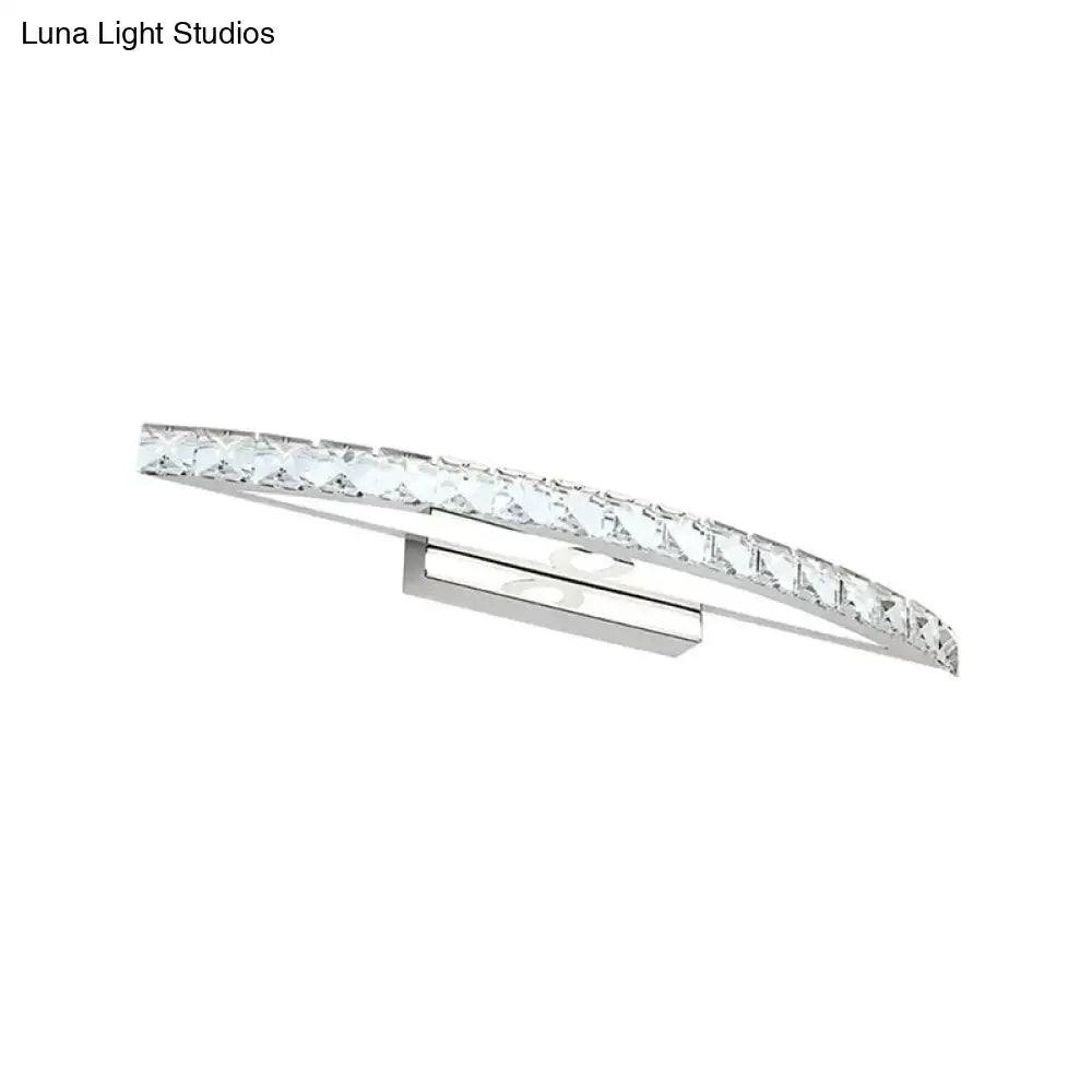 Crystal Champagne Bow Sconce with a curved row of faceted crystals and chrome base on Tampa Home & Garden Store