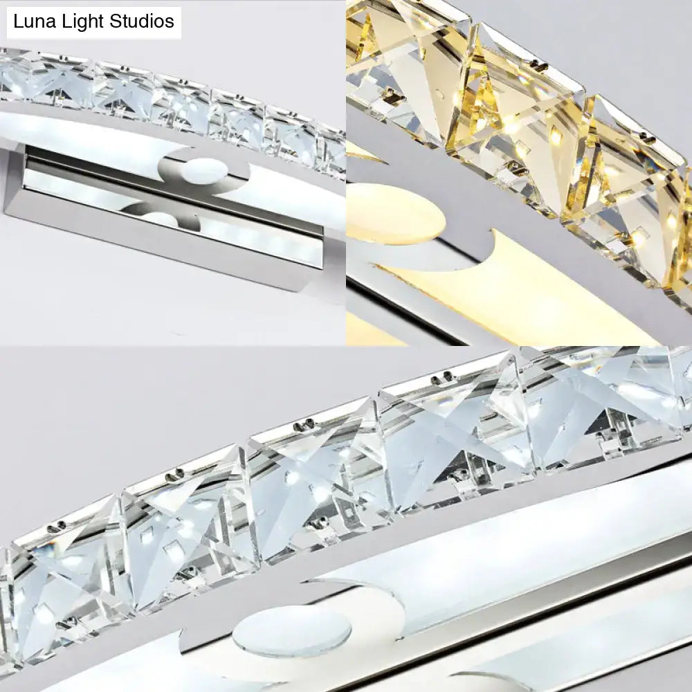 Crystal Champagne Bow Sconce with faceted crystal band on chrome mount by Decorbites on Tampa Home & Garden Store