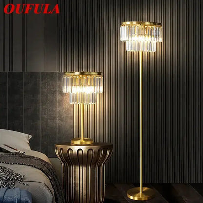 Crystal Brass Floor Lamp in Living Room Gold