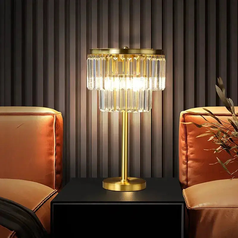 Crystal Brass Floor Lamp in Living Room Gold