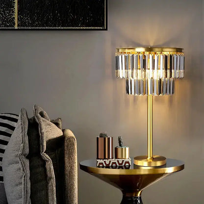 Crystal Brass Floor Lamp in Living Room Gold