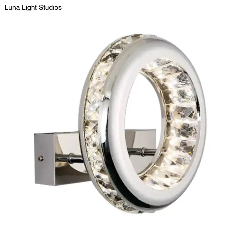 Modern crystal chrome LED ring sconce light fixture for living room on Tampa Home & Garden Store