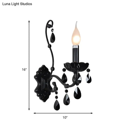 Black crystal wall sconce with cast iron shade by Decorbites, 16x10 in on Tampa Home & Garden Store