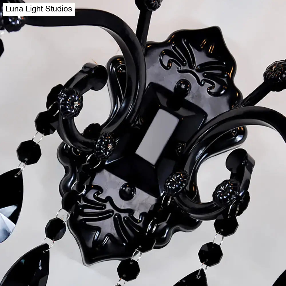 Black Crystal Wall Sconce with cast iron shade by Decorbites on Tampa Home & Garden Store