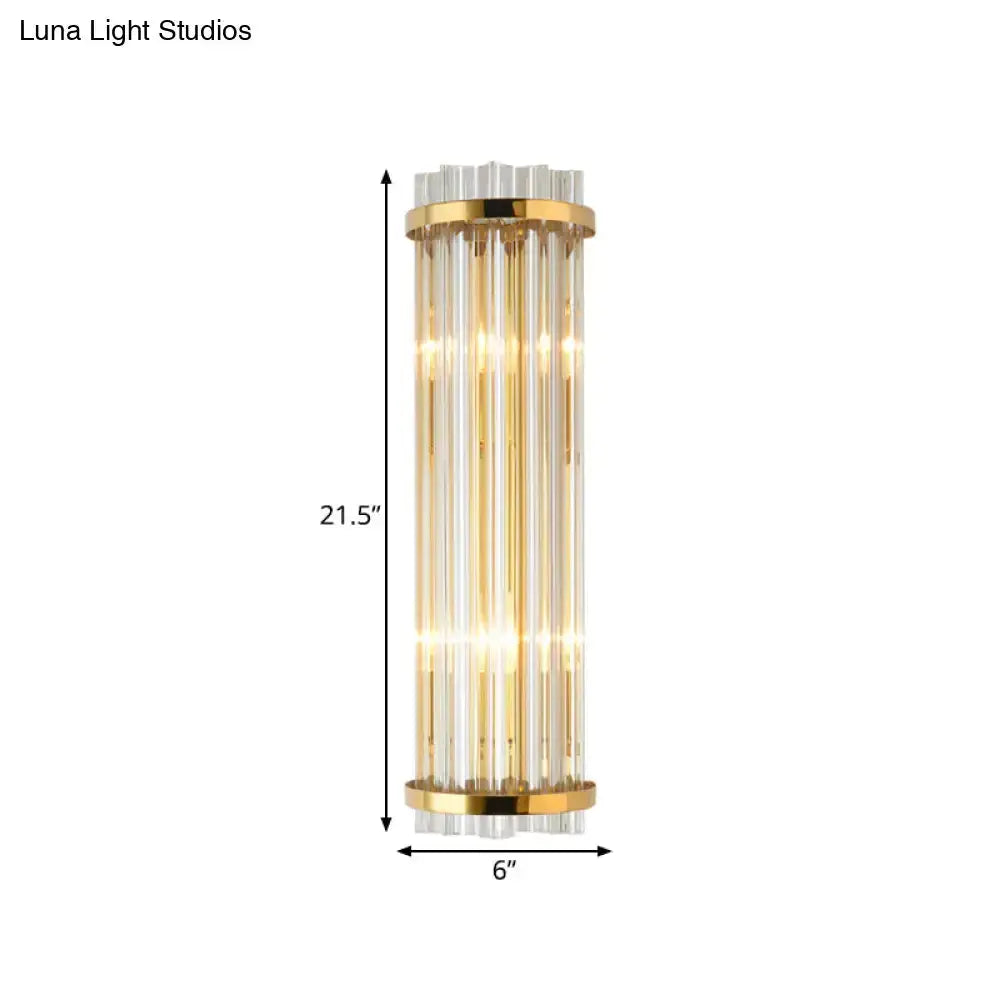Modern crystal glass wall sconce with gold finish, 21.5in tall, 6in wide for bedroom light on Tampa Home & Garden Store
