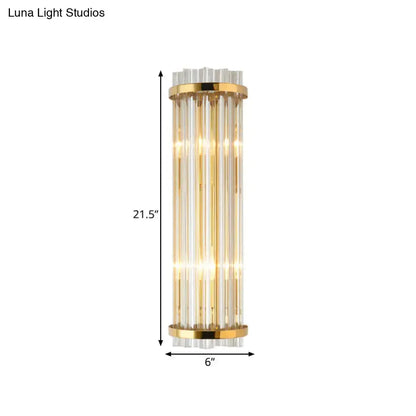 Modern crystal glass wall sconce with gold finish, 21.5in tall, 6in wide for bedroom light on Tampa Home & Garden Store