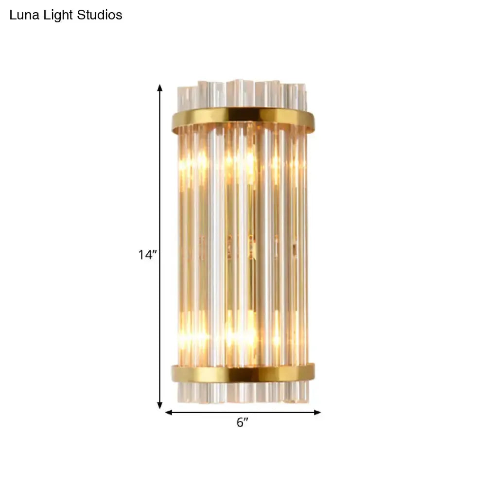 Modern crystal gold finish wall sconce by Decorbites with glass rods, 14in tall x 6in wide on Tampa Home & Garden Store