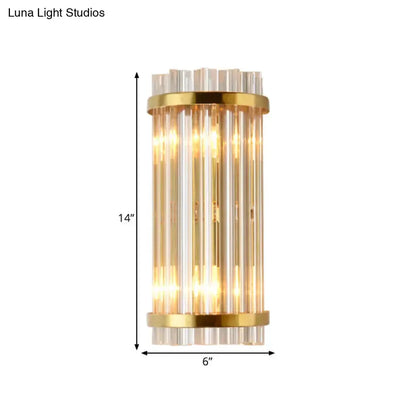 Modern crystal gold finish wall sconce by Decorbites with glass rods, 14in tall x 6in wide on Tampa Home & Garden Store