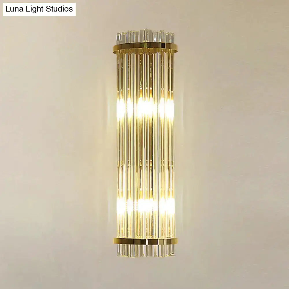 Decorbites modern crystal gold finish wall sconce with vertical glass rods on Tampa Home & Garden Store