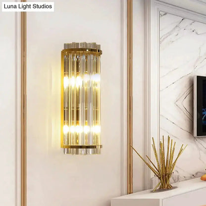 Decorbites modern crystal gold finish wall sconce with vertical glass prisms for bedroom lighting on Tampa Home & Garden Store