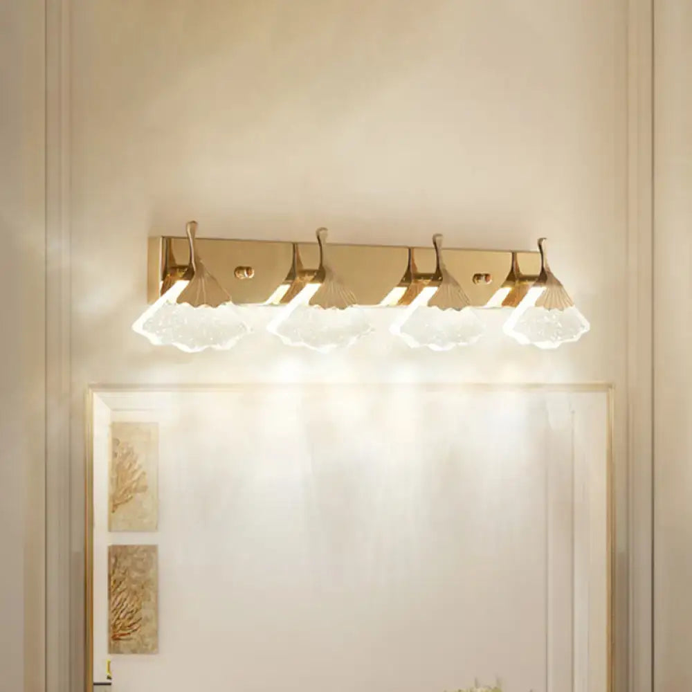 Gold Crystal 4-Bulb Vanity Wall Light by Decorbites, gold finish with crystal prisms for bathroom on Tampa Home & Garden Store