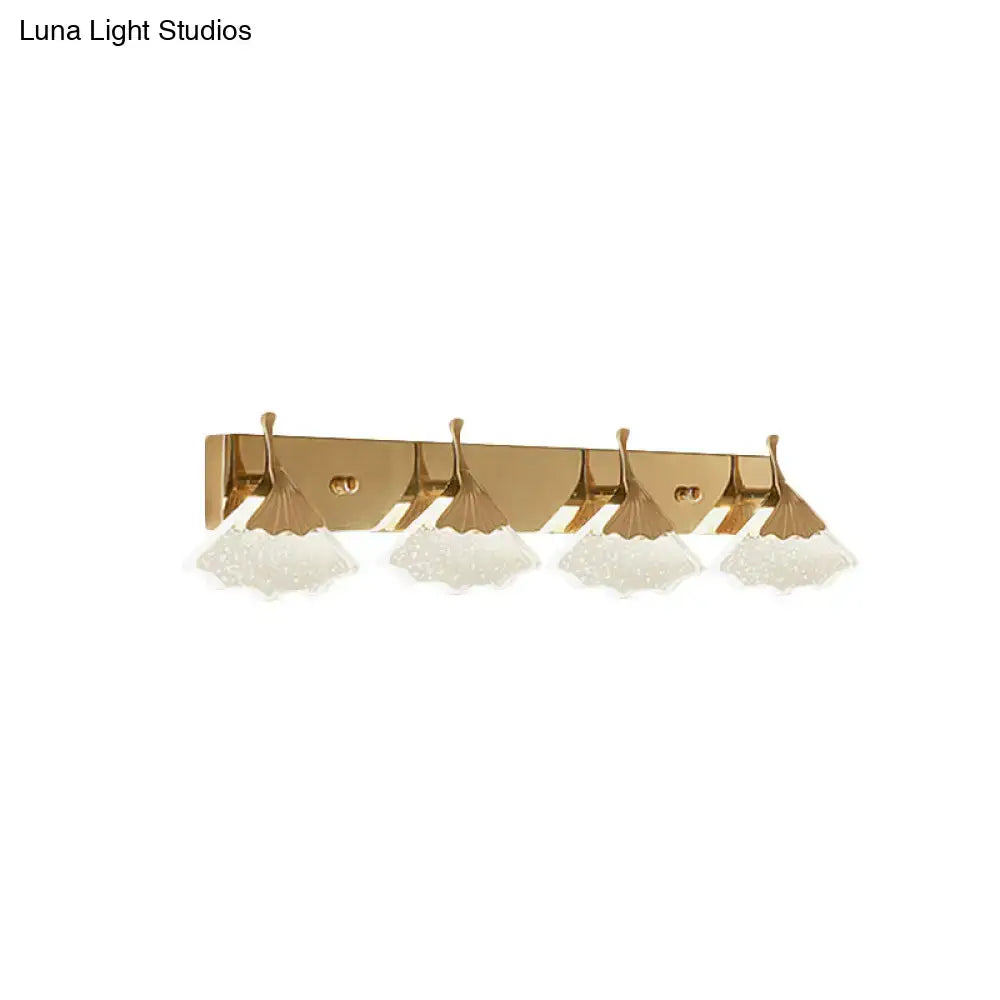 Gold Crystal 4-Bulb Vanity Wall Light by Decorbites with brass finish and crystal glass shades on Tampa Home & Garden Store