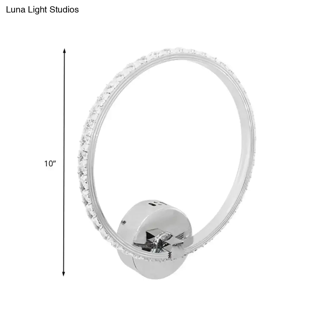 Translucent Crystal Sconce Light - Modern LED Wall Lighting Fixture | Chrome Finish | 6"/8"/10" H