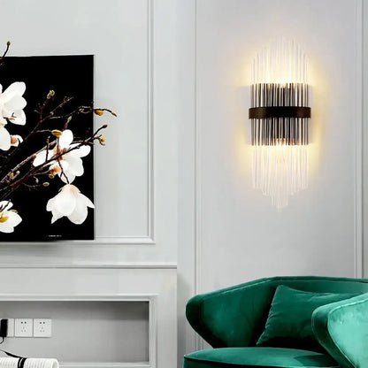 Crystal Prism Wall Sconce with square backplate, clear prisms, Decorbites on Tampa Home & Garden Store