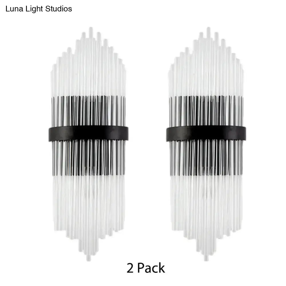 Crystal prism wall sconce pair with square backplates and black band, 2-pack on Tampa Home & Garden Store