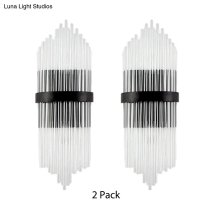 Crystal prism wall sconce pair with square backplates and black band, 2-pack on Tampa Home & Garden Store