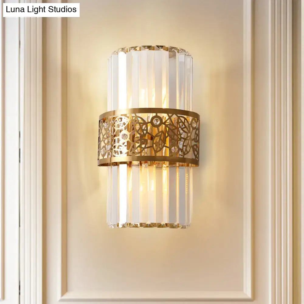 Brass crystal wall light for study compact by Decorbites with metal band and crystal prisms on Tampa Home & Garden Store