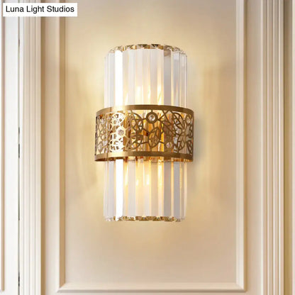 Brass crystal wall light for study compact by Decorbites with metal band and crystal prisms on Tampa Home & Garden Store