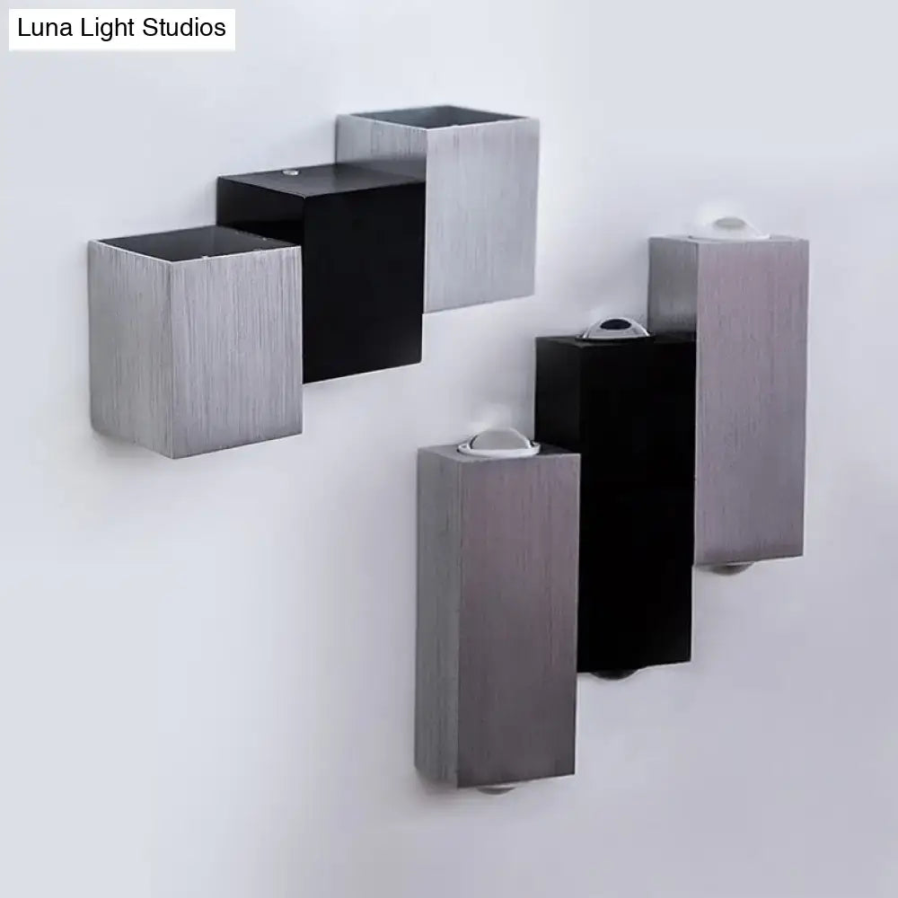 Decorbites Silver Black Wall Sconce geometric cube wall light on Tampa Home & Garden Store