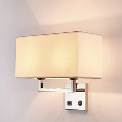 Beige Fabric Wall Sconce with chrome square-arm mount by Decorbites on Tampa Home & Garden Store