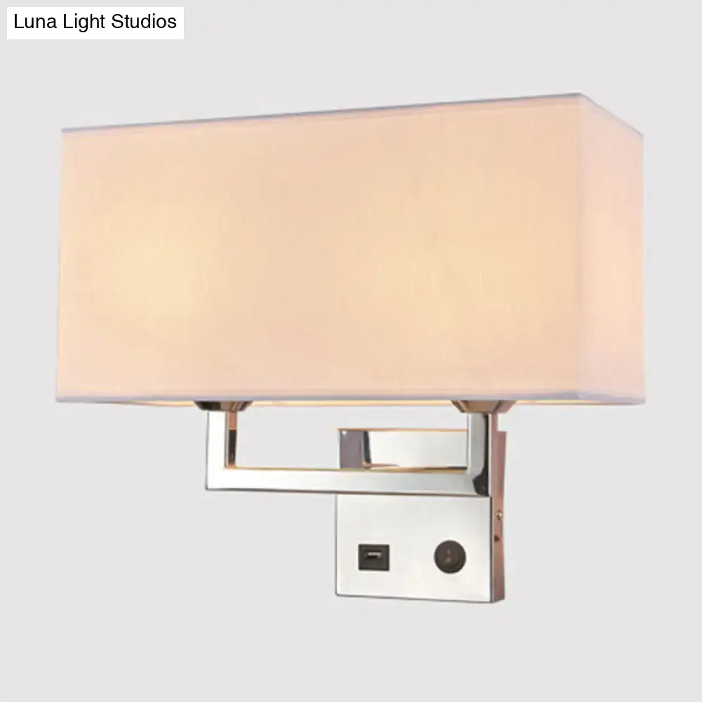 Beige Fabric Wall Sconce with chrome frame and USB port Decorbites on Tampa Home & Garden Store